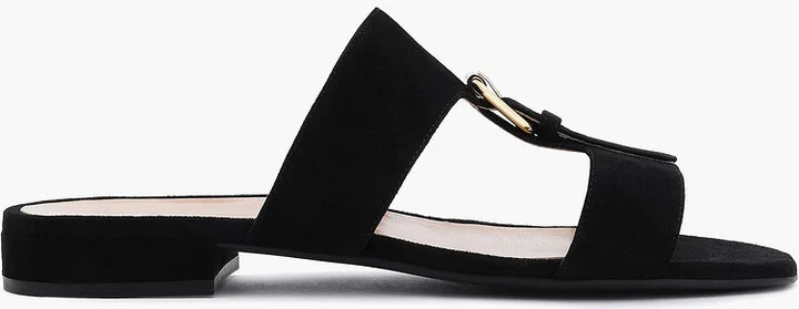 Buckle-detailed suede sandals
