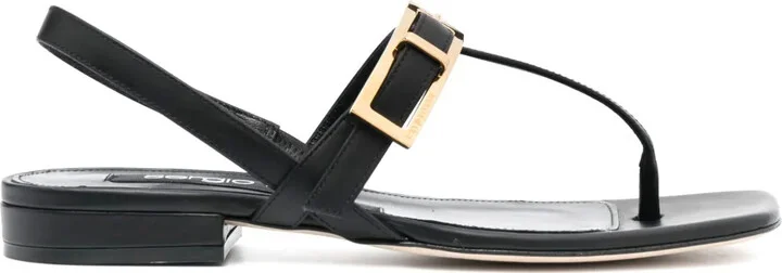 Buckle-Details Flat Sandals