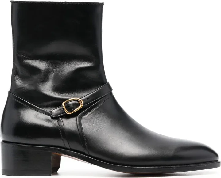 Buckle-Embellished Ankle Boots