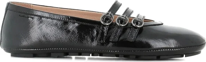 Buckle-Embellished Ballet Flats