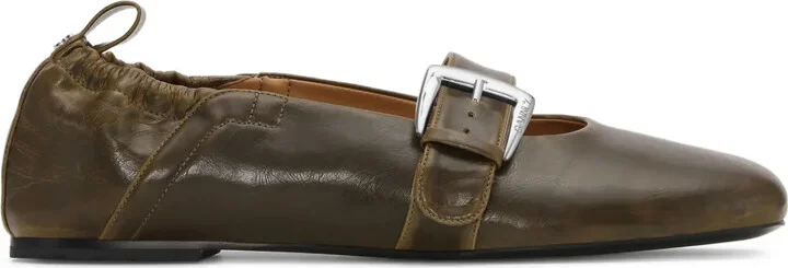 Buckle-Embellished Ballet Flats