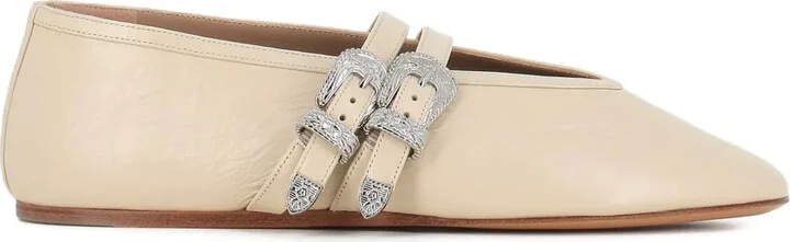 Buckle-Embellished Ballet Flats