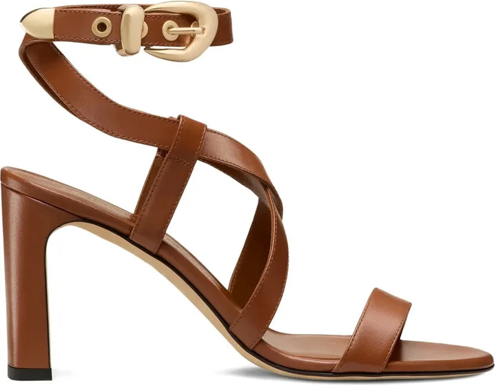 Buckle-Embellished Crossover Sandals