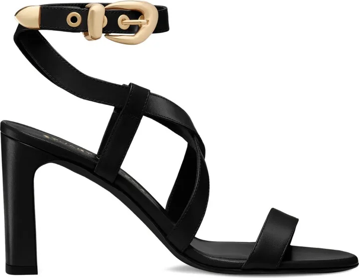 Buckle-Embellished Crossover Sandals