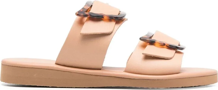 Buckle-Embellished Flat Sandals