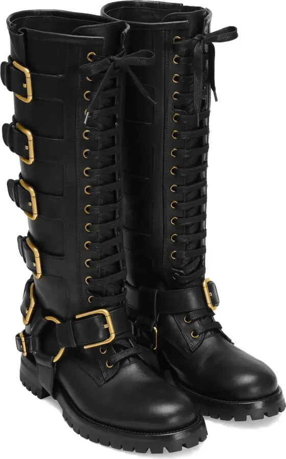 Buckle-Embellished Knee-High Boots - Image 2