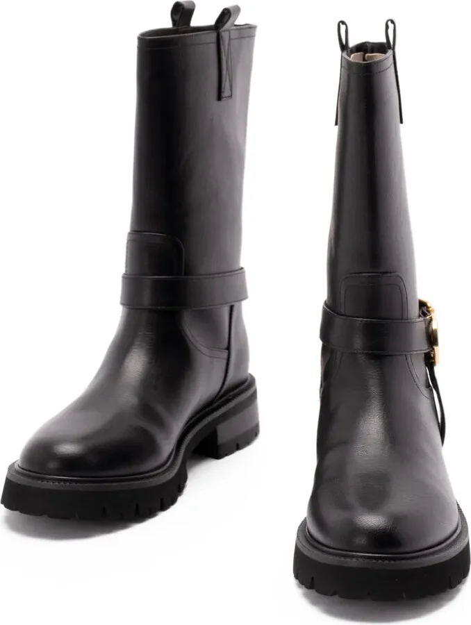 Buckle-Embellished Leather Boots - Image 2