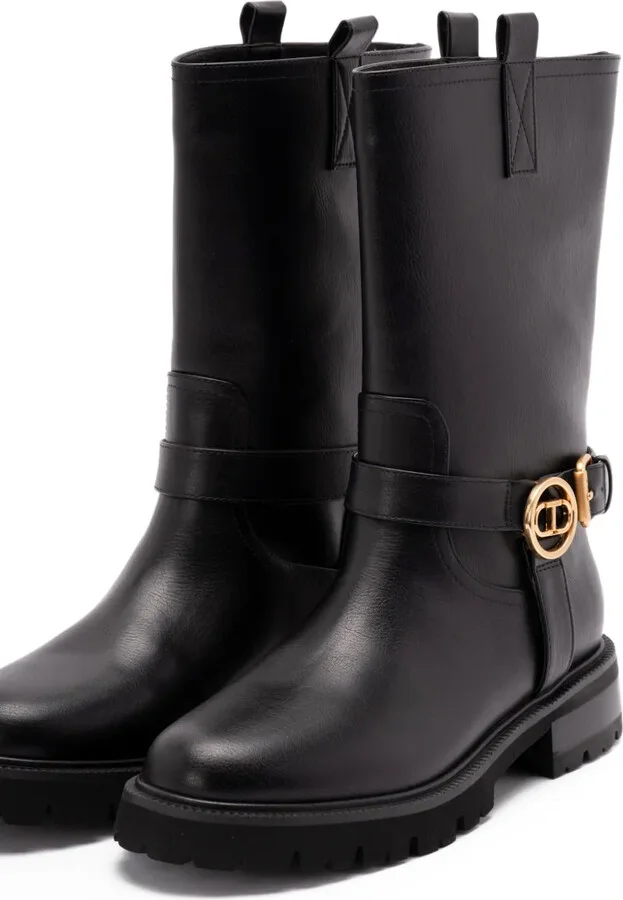 Buckle-Embellished Leather Boots - Image 5