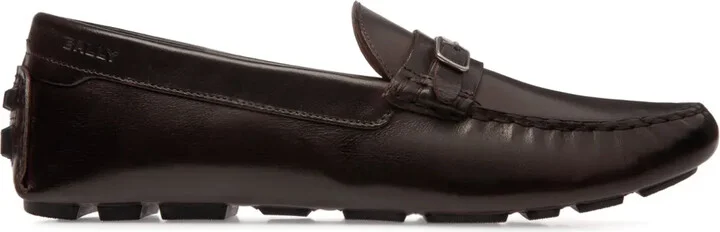 Buckle-Embellished Leather Loafers