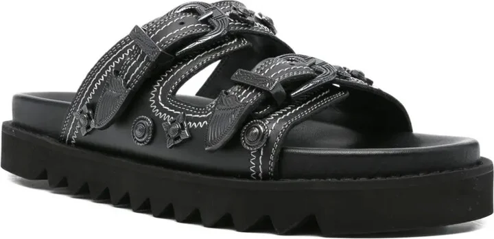 Buckle-Embellished Leather Sandals - Image 2