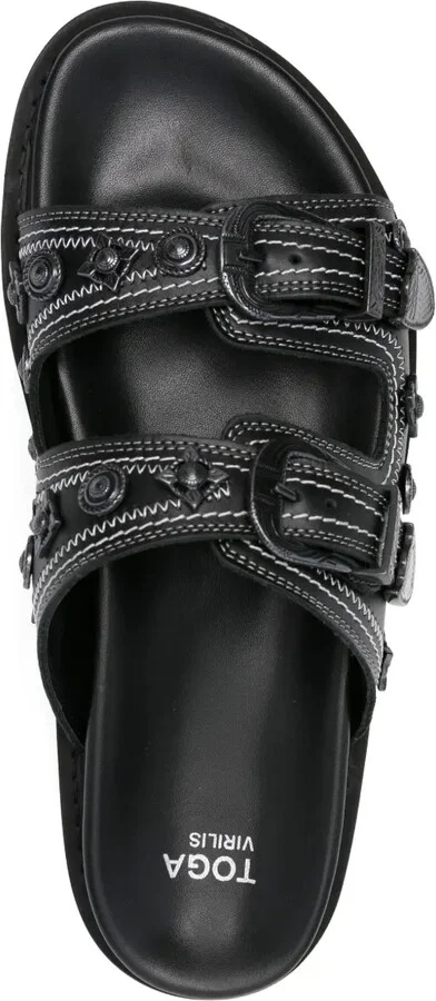 Buckle-Embellished Leather Sandals - Image 4
