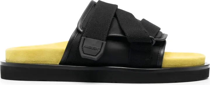 Buckle-Embellished Padded Slides