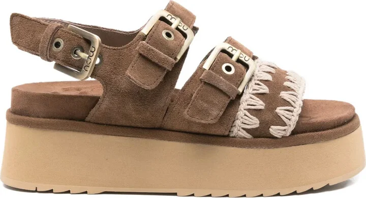 Buckle-Embellished Platform Sandals