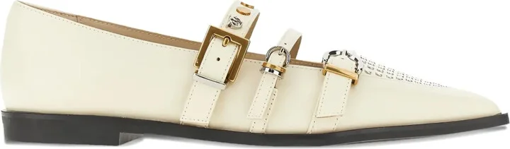 Buckle-Embellished Pointed Ballet Flats