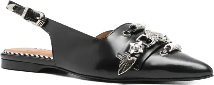 Buckle-Embellished Slingback Mules - Image 2