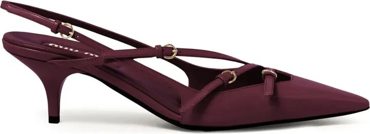 Buckle-Embellished Slingback Pumps
