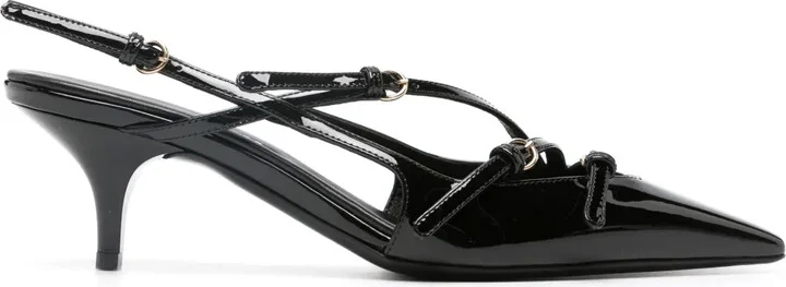 Buckle-Embellished Slingback Pumps