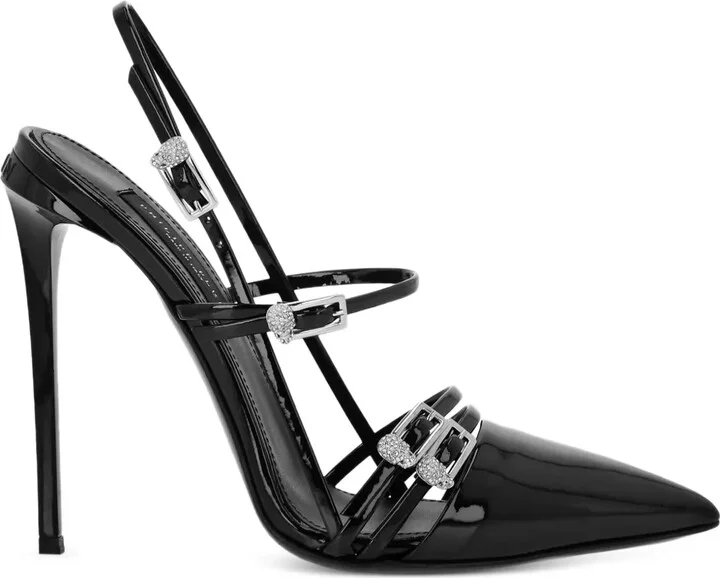 Buckle-Embellished Slingback Pumps