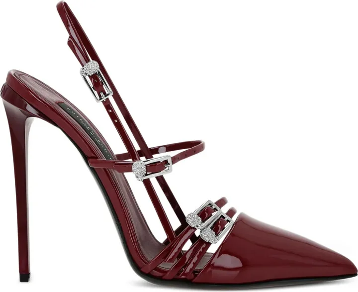 Buckle-Embellished Slingback Pumps