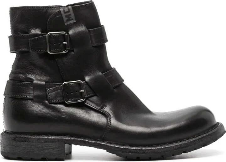 Buckle-Fastening Calf Leather Boots