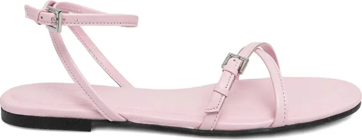Buckle-Fastening Cross-Strap Sandals