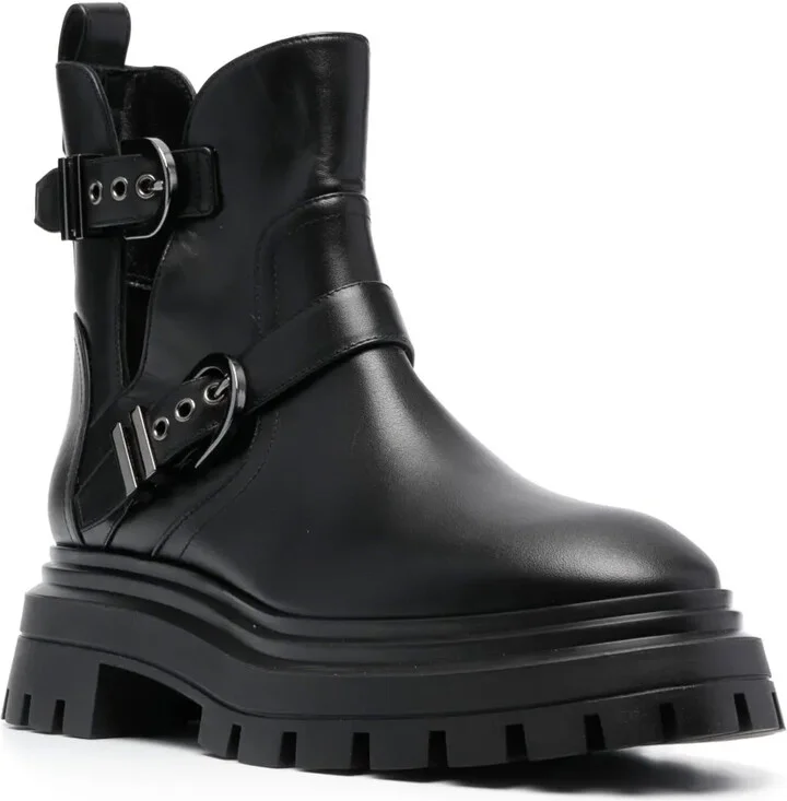 Buckle-Fastening Leather Ankle Boots - Image 2