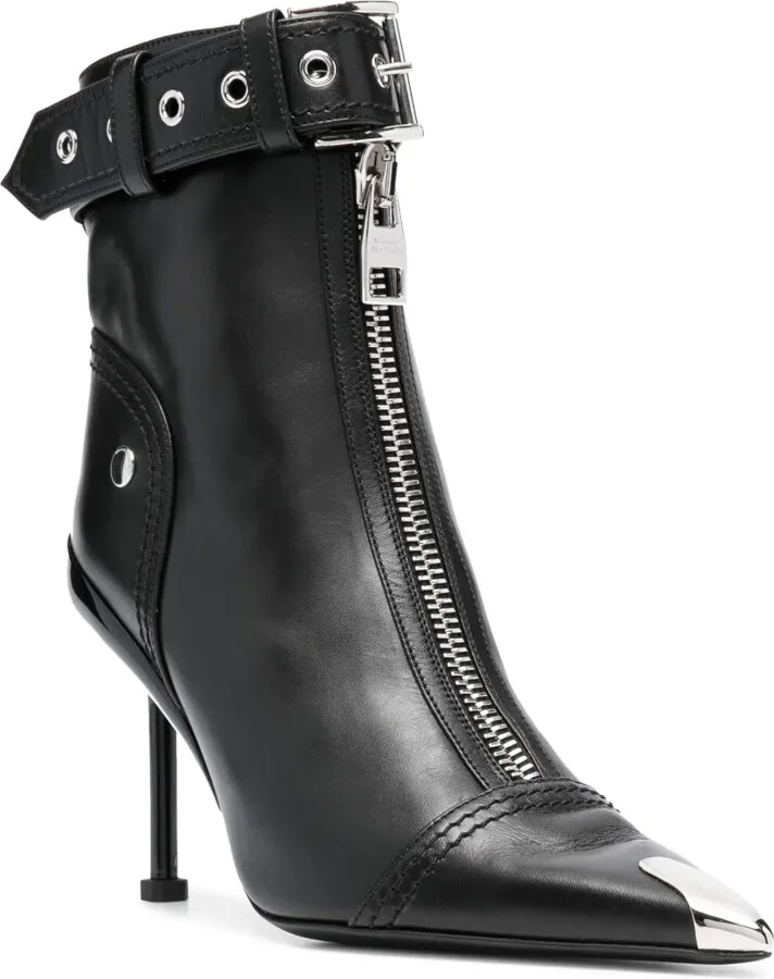 Buckle-Fastening Leather Ankle Boots - Image 2