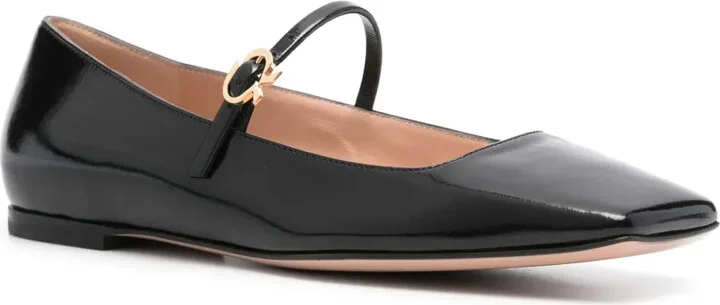 Buckle-Fastening Leather Ballerina Shoes - Image 2
