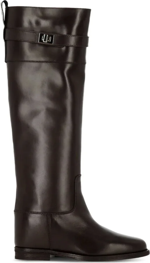 Buckle-Fastening Leather Boots