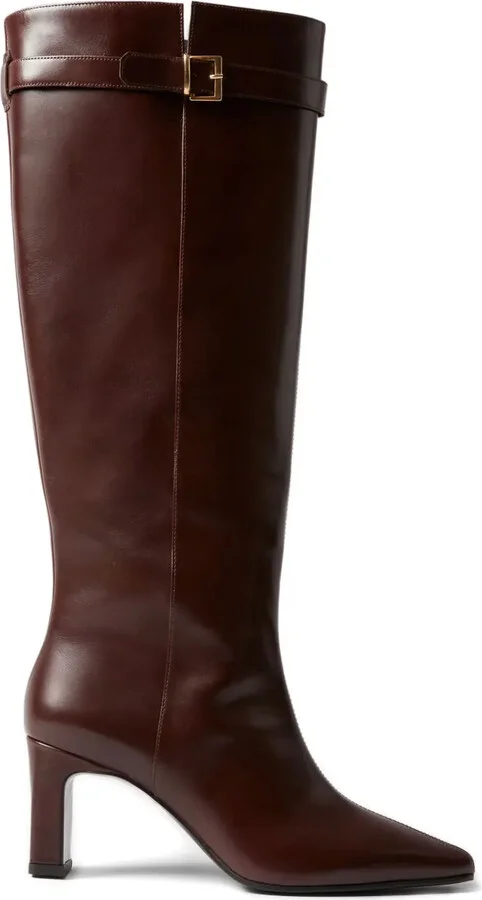 Buckle-Fastening Leather Boots