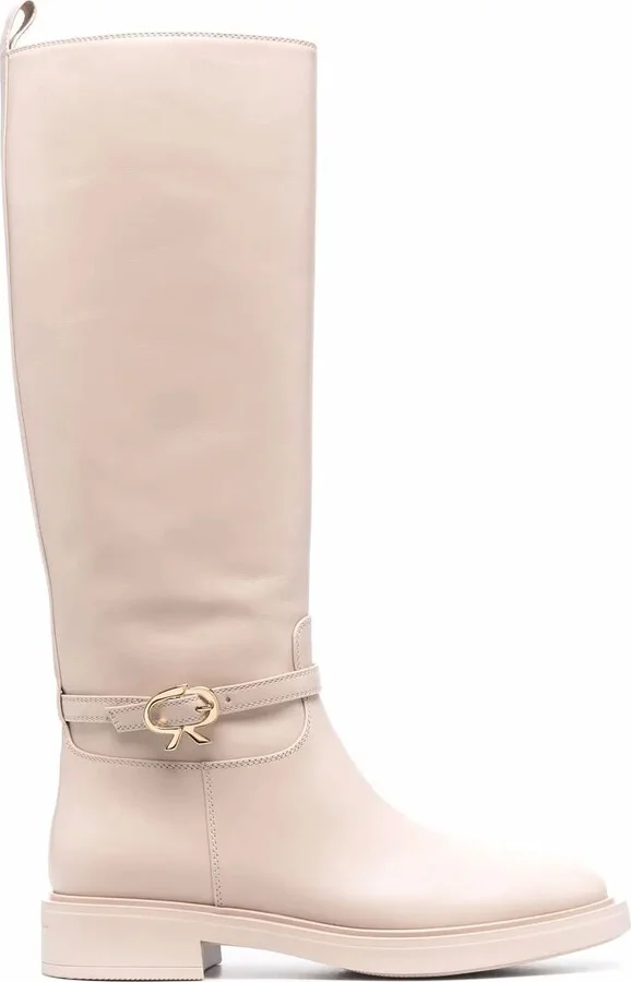Buckle-Fastening Leather Boots