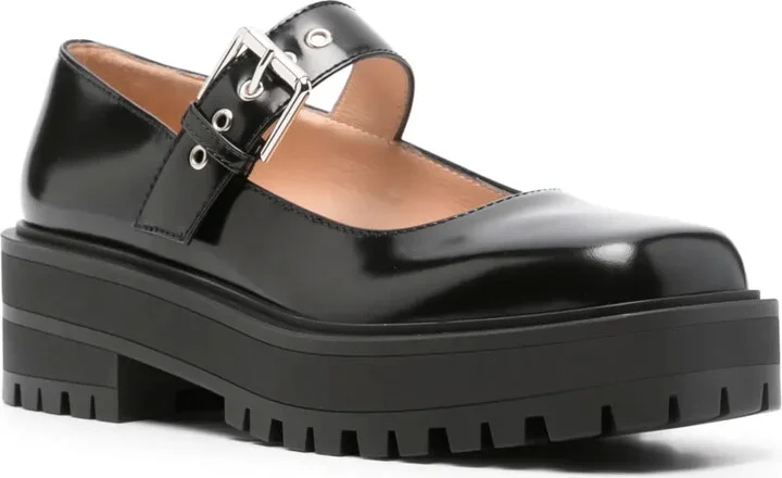 Buckle-Fastening Leather Loafers - Image 2