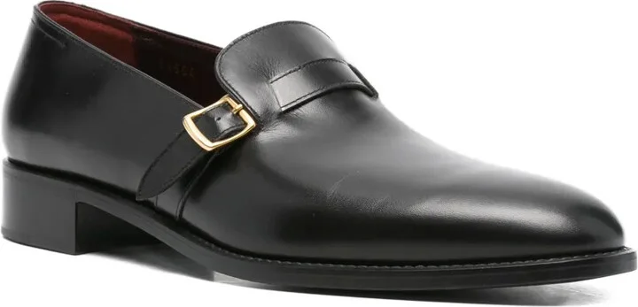 Buckle-Fastening Leather Loafers - Image 2