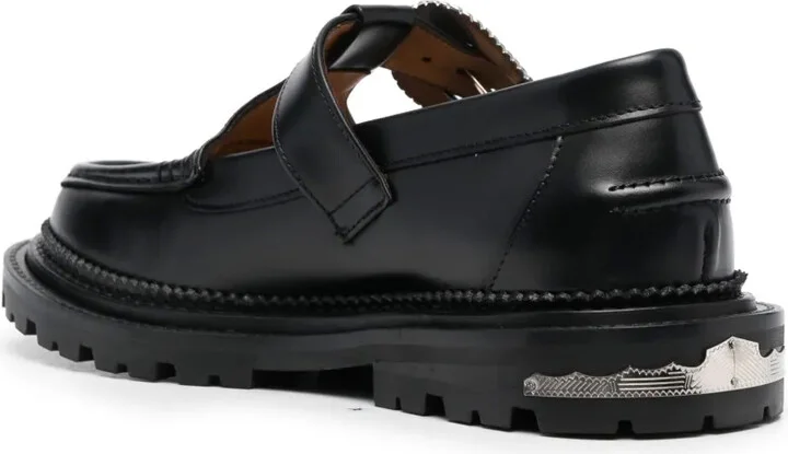 Buckle-Fastening Leather Loafers - Image 3