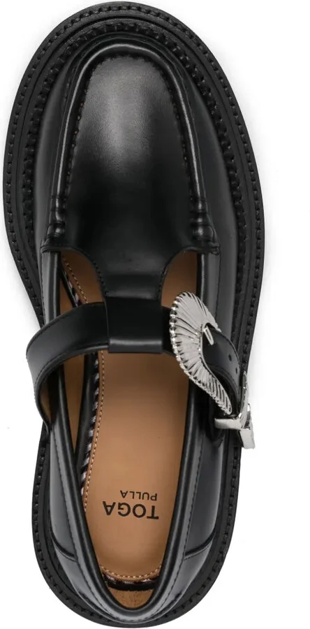 Buckle-Fastening Leather Loafers - Image 4
