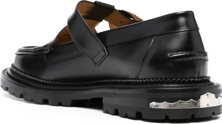 Buckle-Fastening Leather Loafers - Image 3