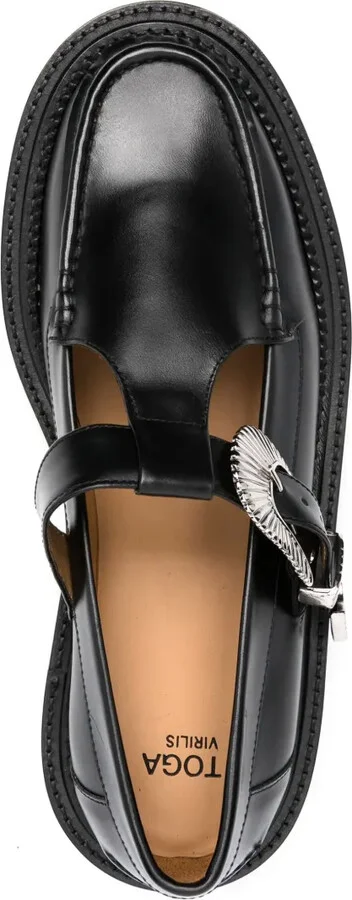 Buckle-Fastening Leather Loafers - Image 4