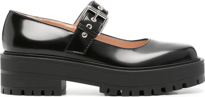 Buckle-Fastening Leather Loafers