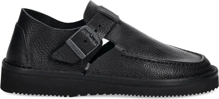 Buckle-Fastening Leather Loafers