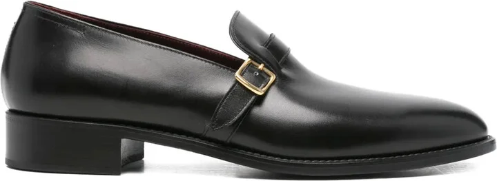 Buckle-Fastening Leather Loafers