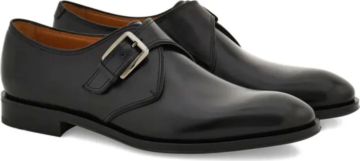 Buckle-Fastening Leather Monk Shoes - Image 2