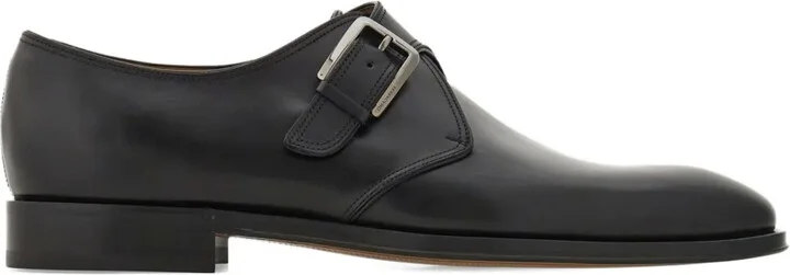Buckle-Fastening Leather Monk Shoes