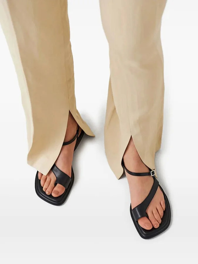 Buckle-Fastening Leather Sandals - Image 2