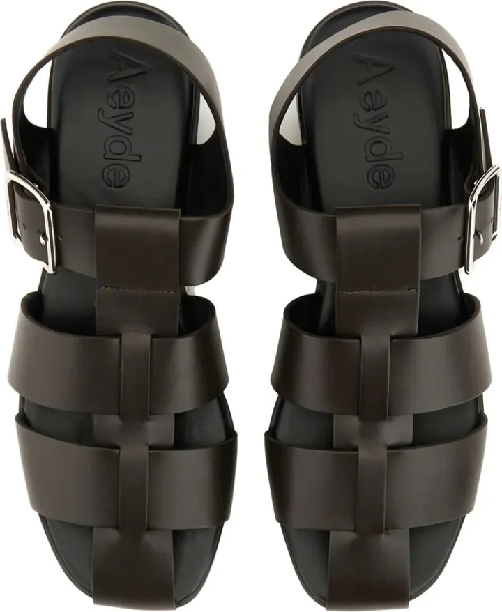 Buckle-Fastening Leather Sandals - Image 4