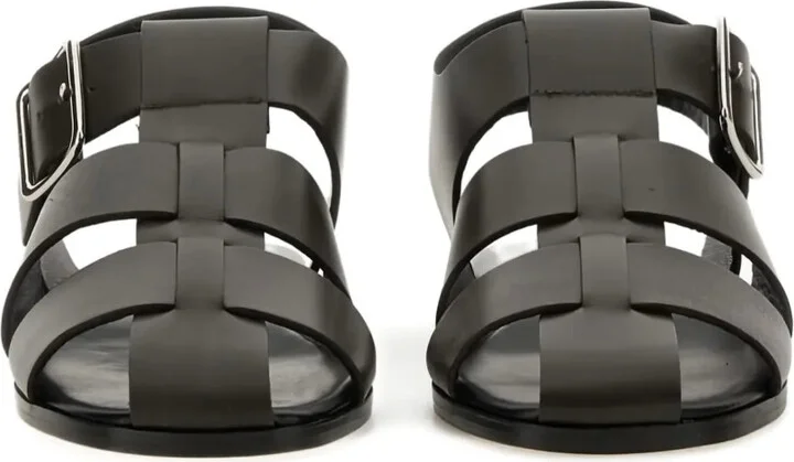Buckle-Fastening Leather Sandals - Image 5