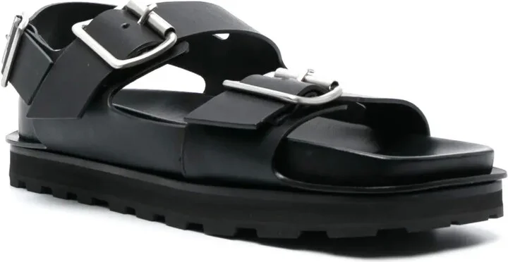 Buckle-Fastening Leather Sandals - Image 2