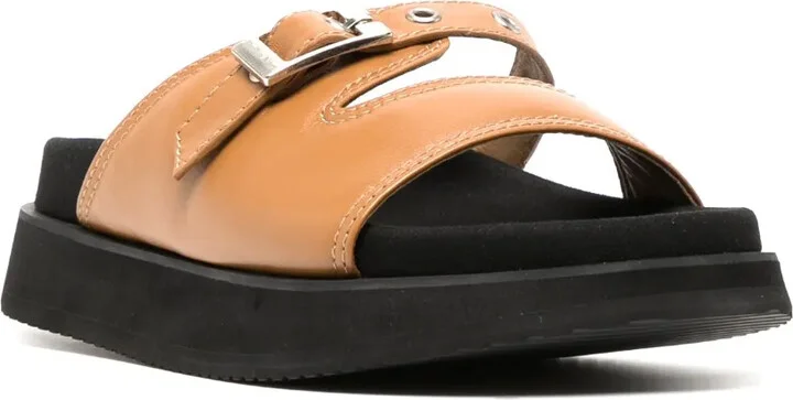 Buckle-Fastening Leather Sandals - Image 2