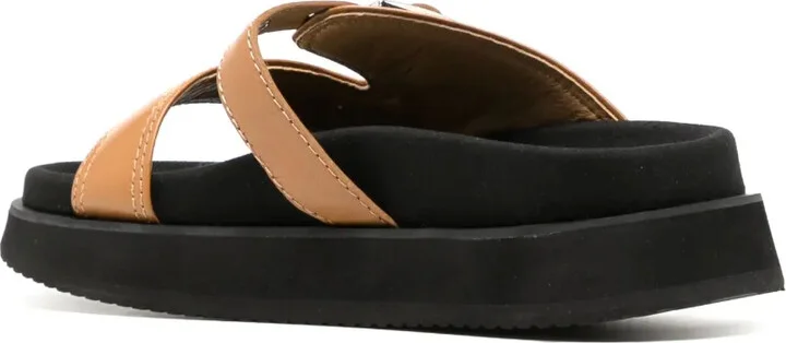 Buckle-Fastening Leather Sandals - Image 3
