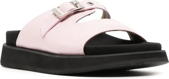 Buckle-Fastening Leather Sandals - Image 2