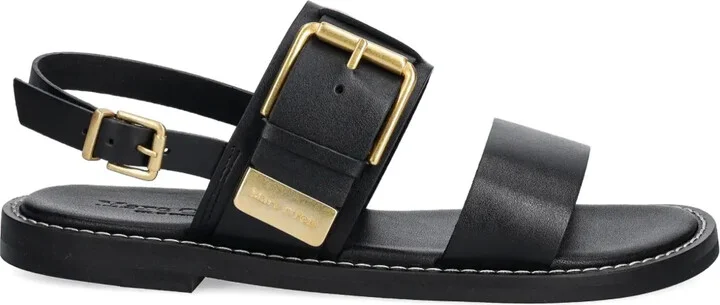 Buckle-Fastening Leather Sandals